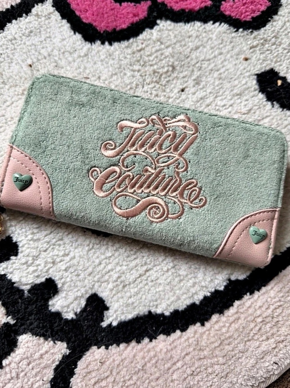 Juicy Couture Sugar Rush Large Zip Around Wallet Pink & Green